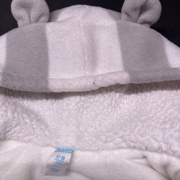 Old Navy Baby Onesie 12–18M – Hooded, Plush, Gray/White – $12 + $4.99 Shipping - Picture 4 of 5